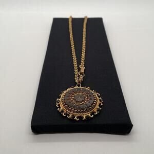 Vintage LJM Pendant 19” Necklace Gold Tone Chain
